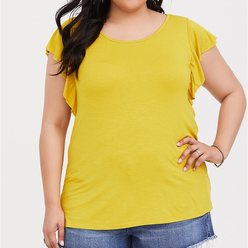 Torrid 3X Top Shirt Tee Ruffle Flutter Sleeve Plus